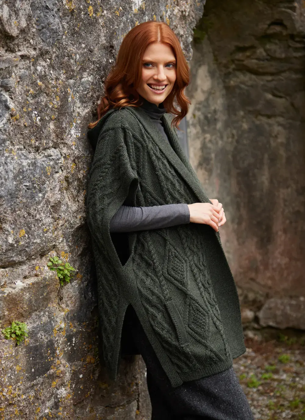 Caragh Hooded Aran Poncho
