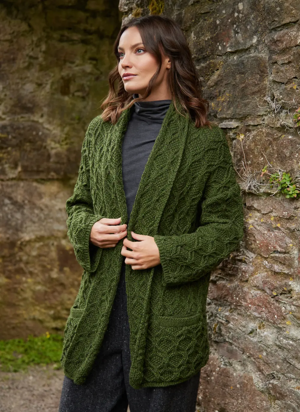 Molly Diamond Drape Aran Cardigan