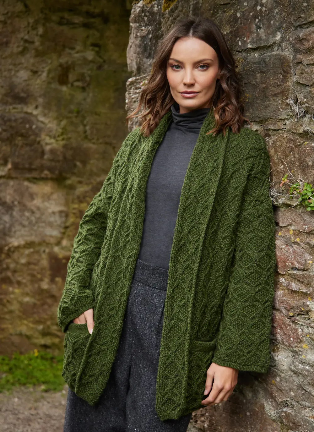 Molly Diamond Drape Aran Cardigan