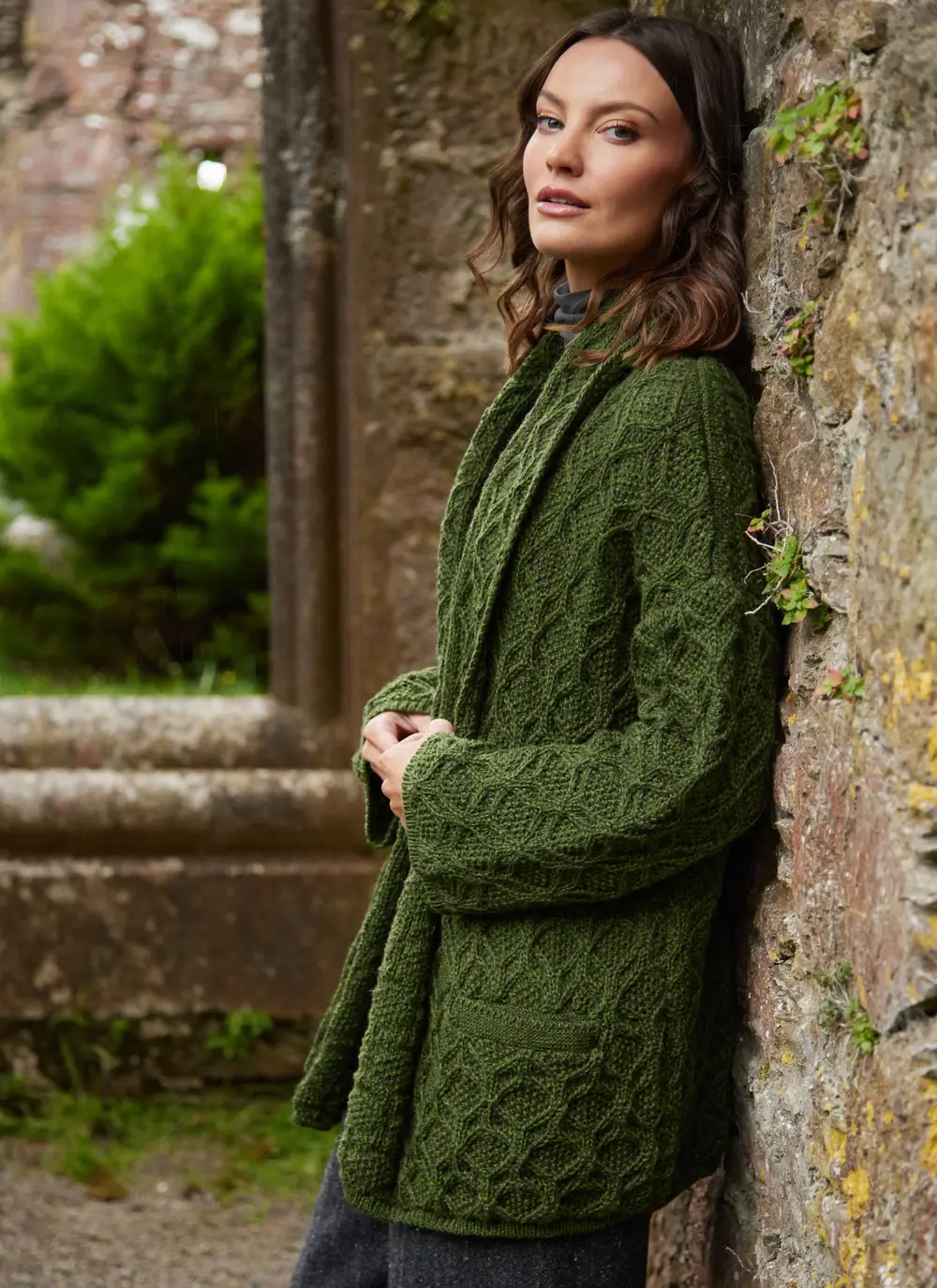 Molly Diamond Drape Aran Cardigan