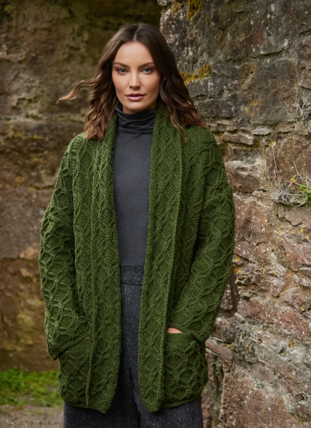 Molly Diamond Drape Aran Cardigan