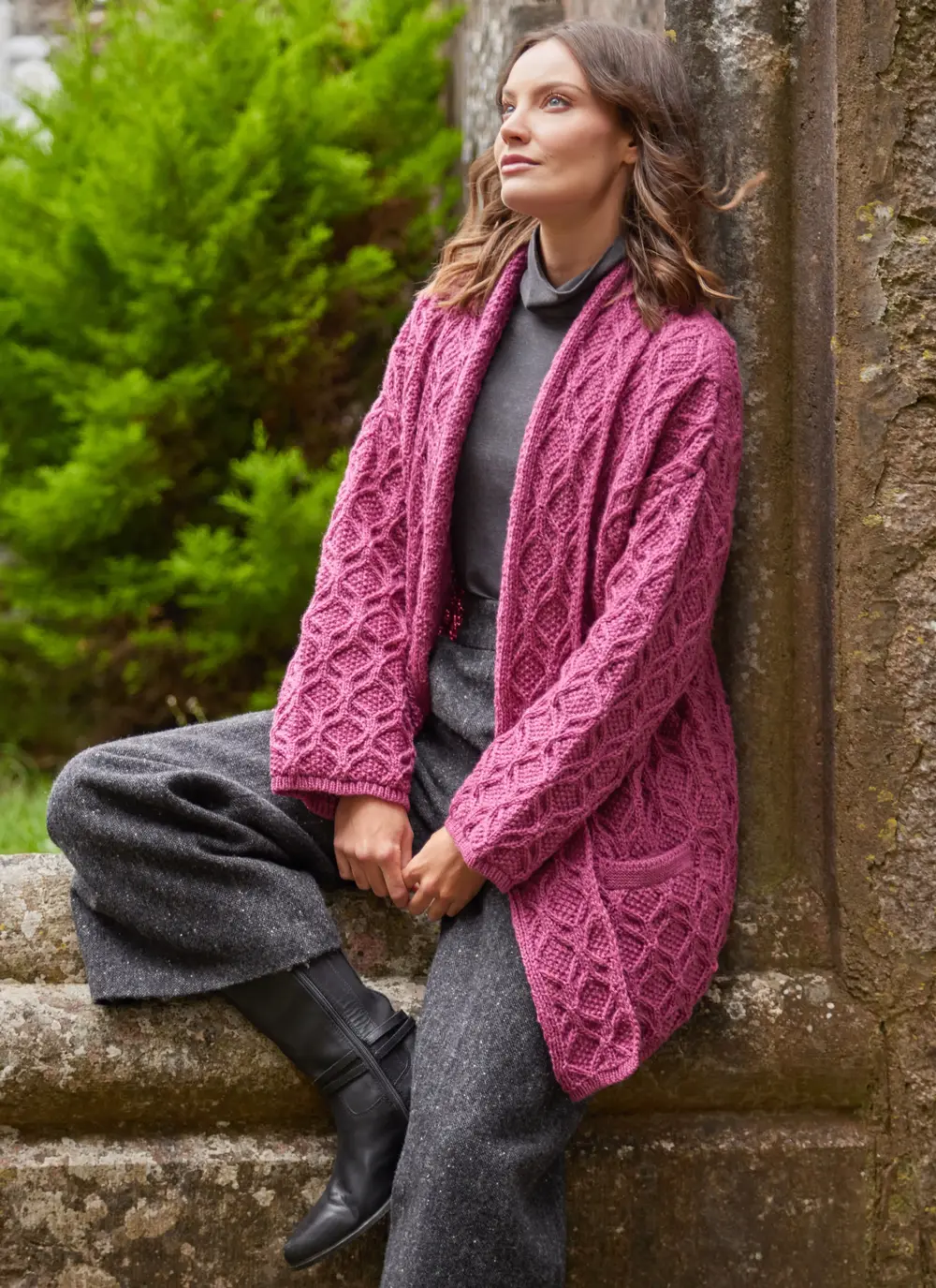 Molly Diamond Drape Aran Cardigan