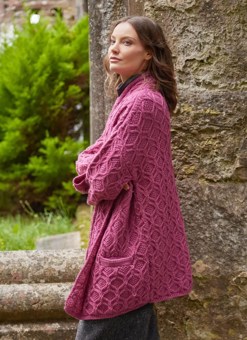 Molly Diamond Drape Aran Cardigan