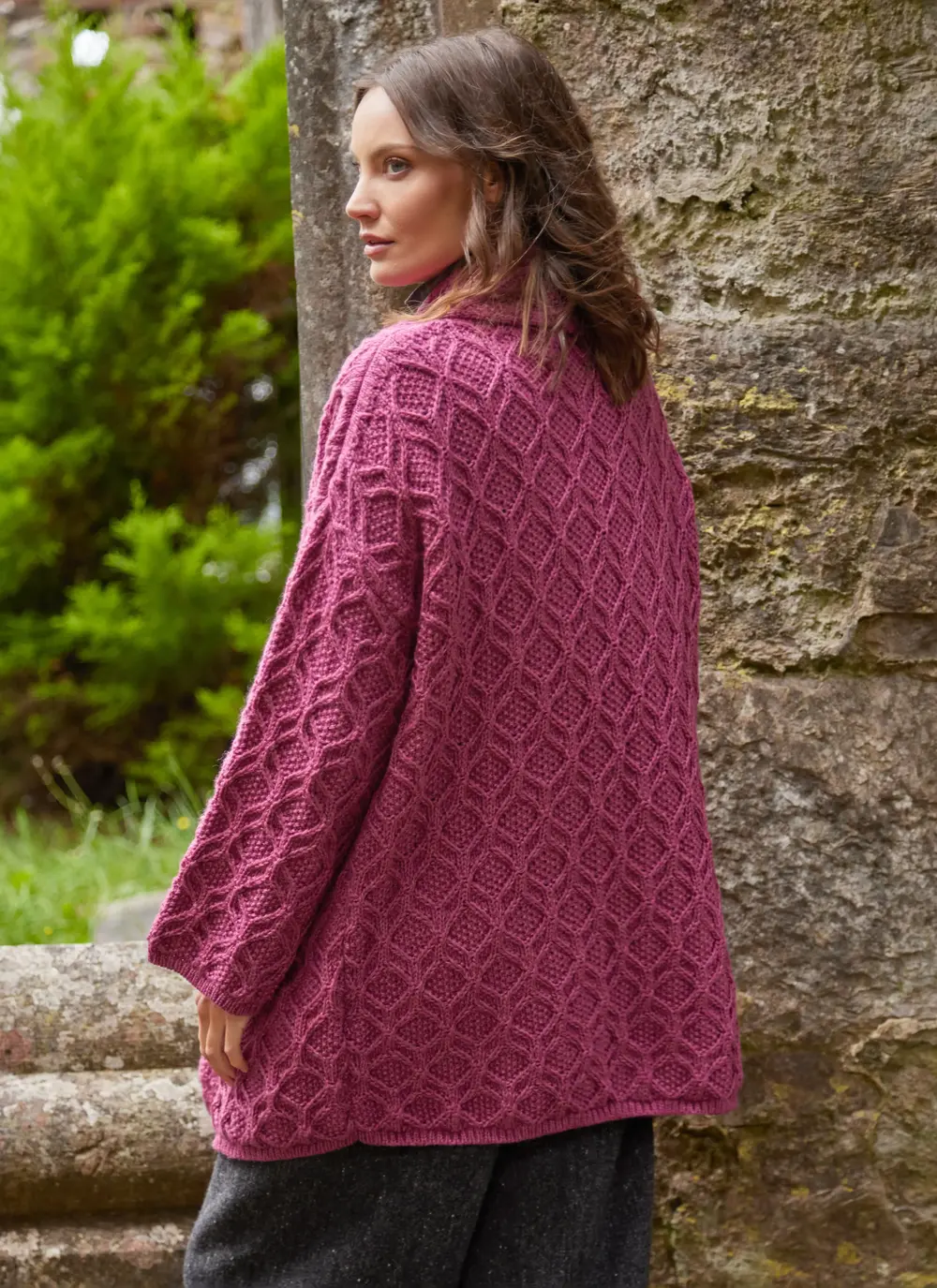 Molly Diamond Drape Aran Cardigan