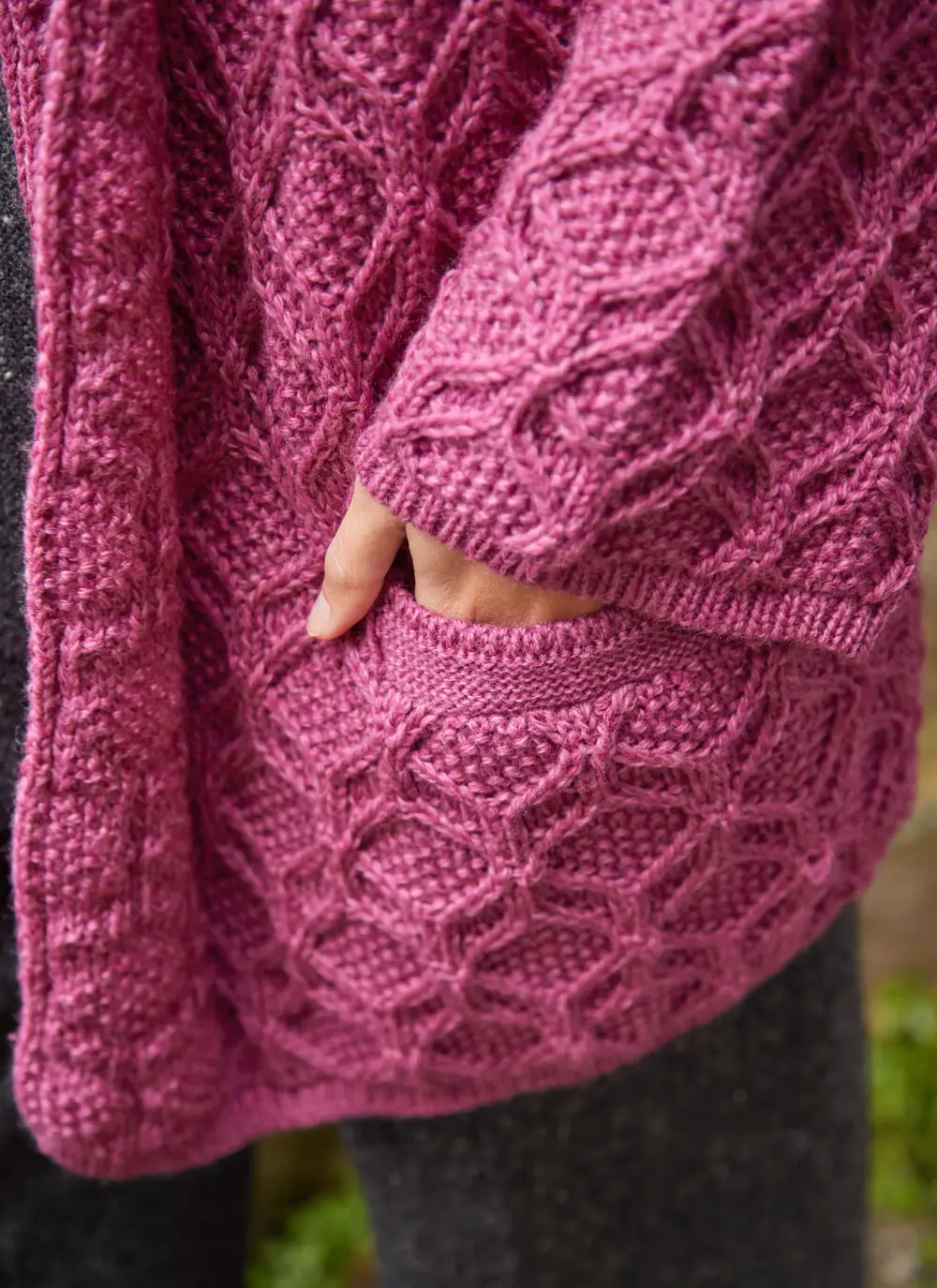 Molly Diamond Drape Aran Cardigan