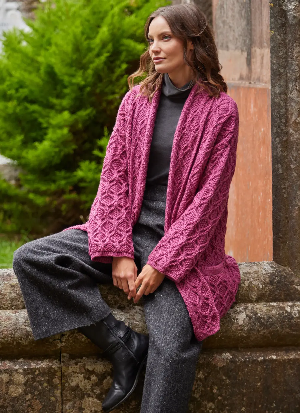Molly Diamond Drape Aran Cardigan