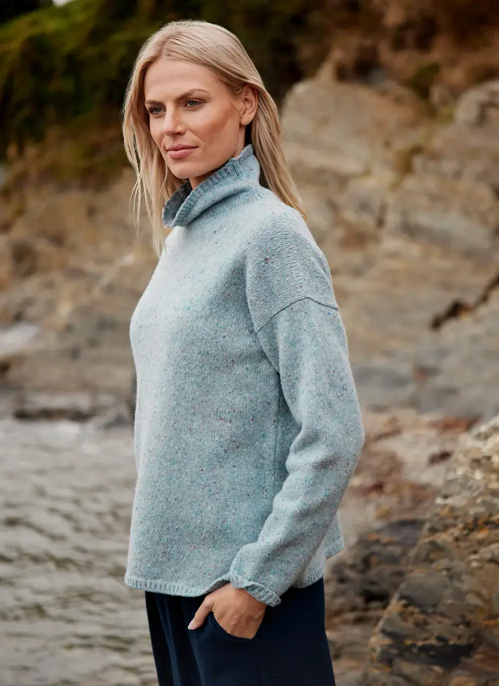 Isla Wool Cashmere Slouchy Funnel Neck Sweater
