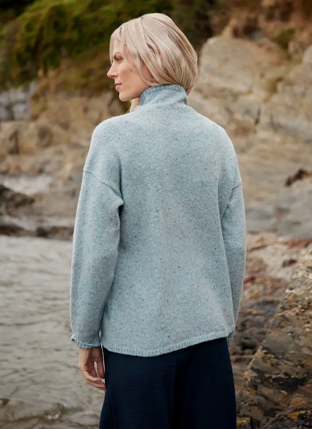 Isla Wool Cashmere Slouchy Funnel Neck Sweater