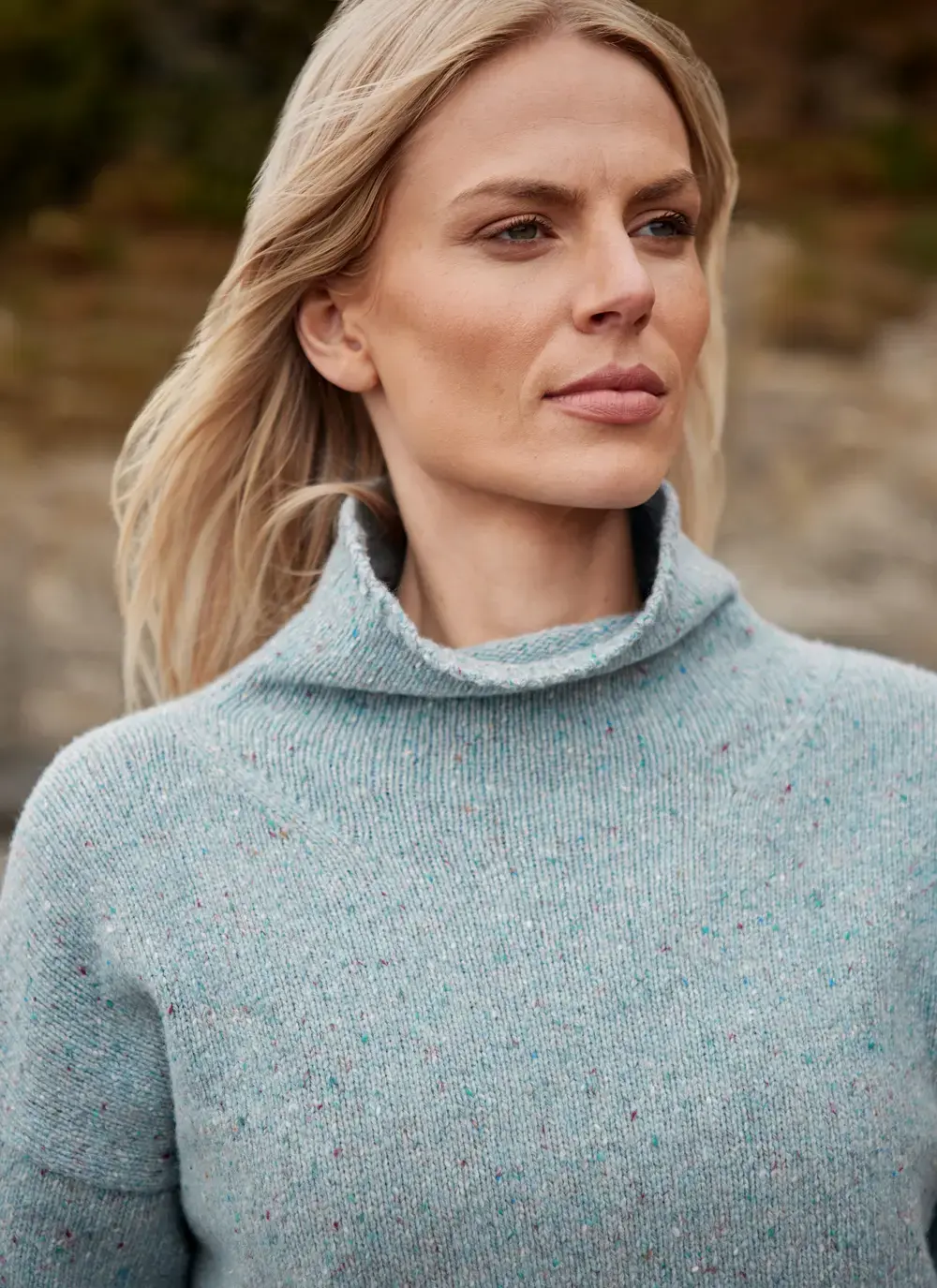 Isla Wool Cashmere Slouchy Funnel Neck Sweater