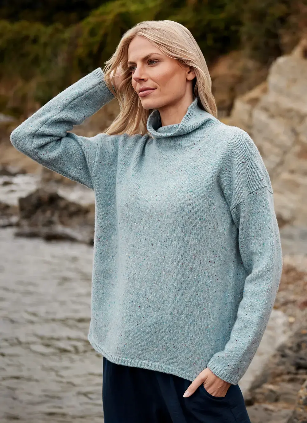 Isla Wool Cashmere Slouchy Funnel Neck Sweater