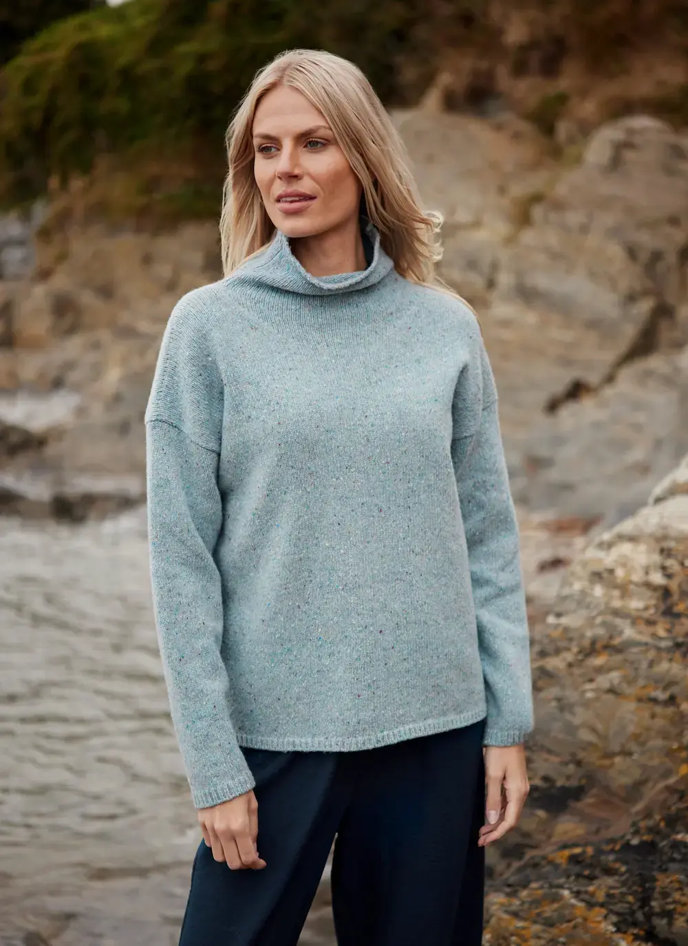 Isla Wool Cashmere Slouchy Funnel Neck Sweater