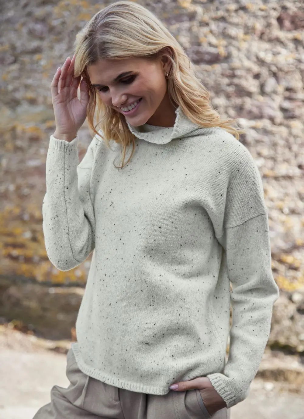 Isla Wool Cashmere Slouchy Funnel Neck Sweater