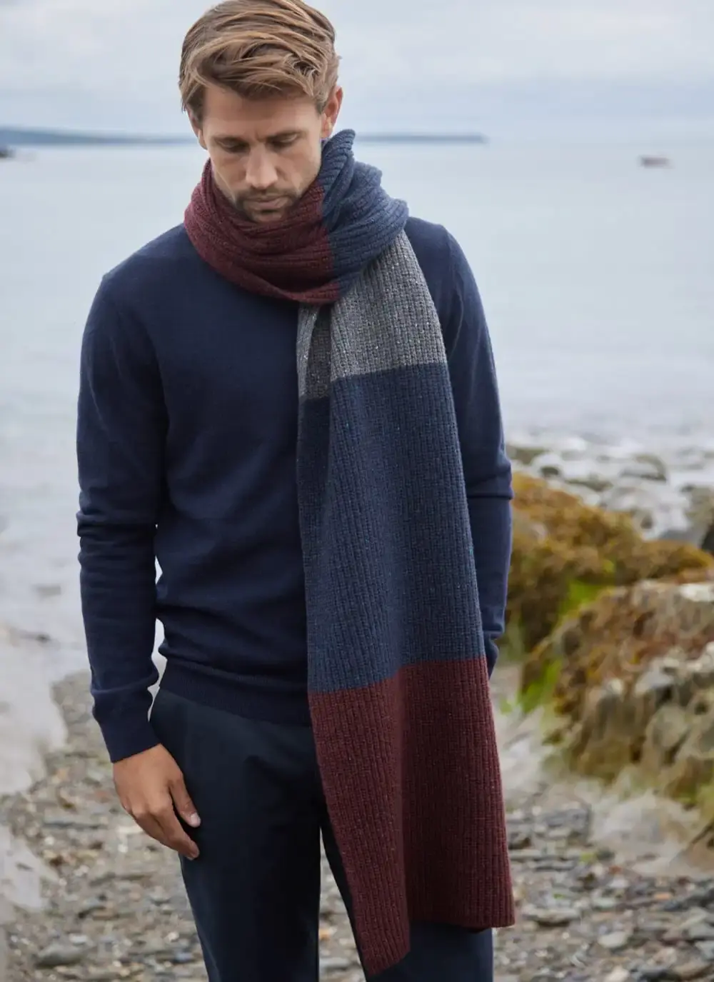 Wool Cashmere Three-Color Scarf