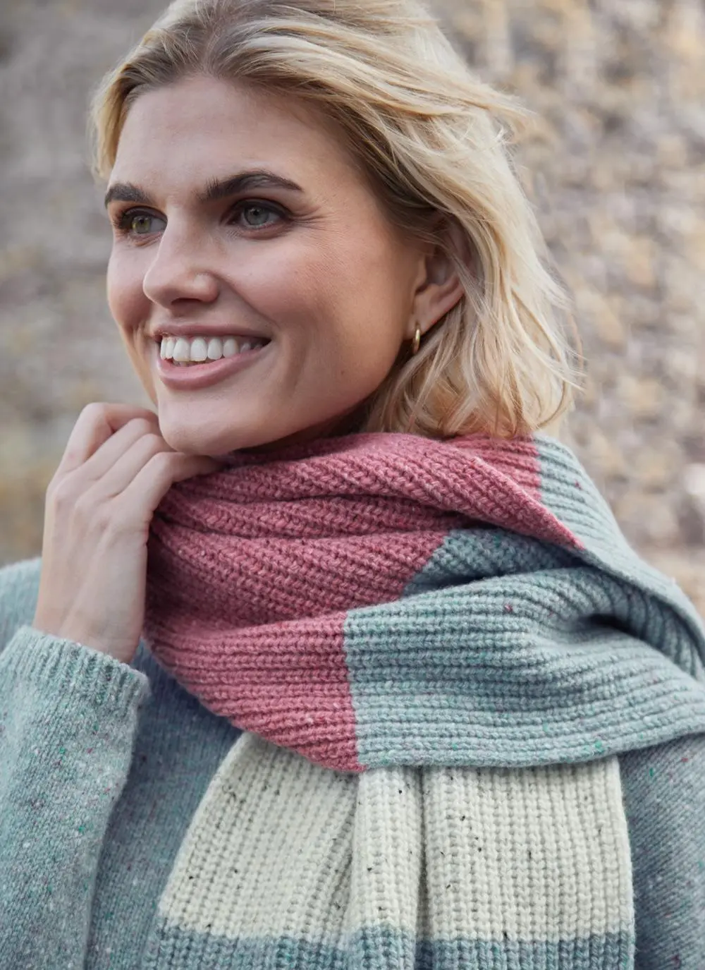 Wool Cashmere Three-Color Scarf
