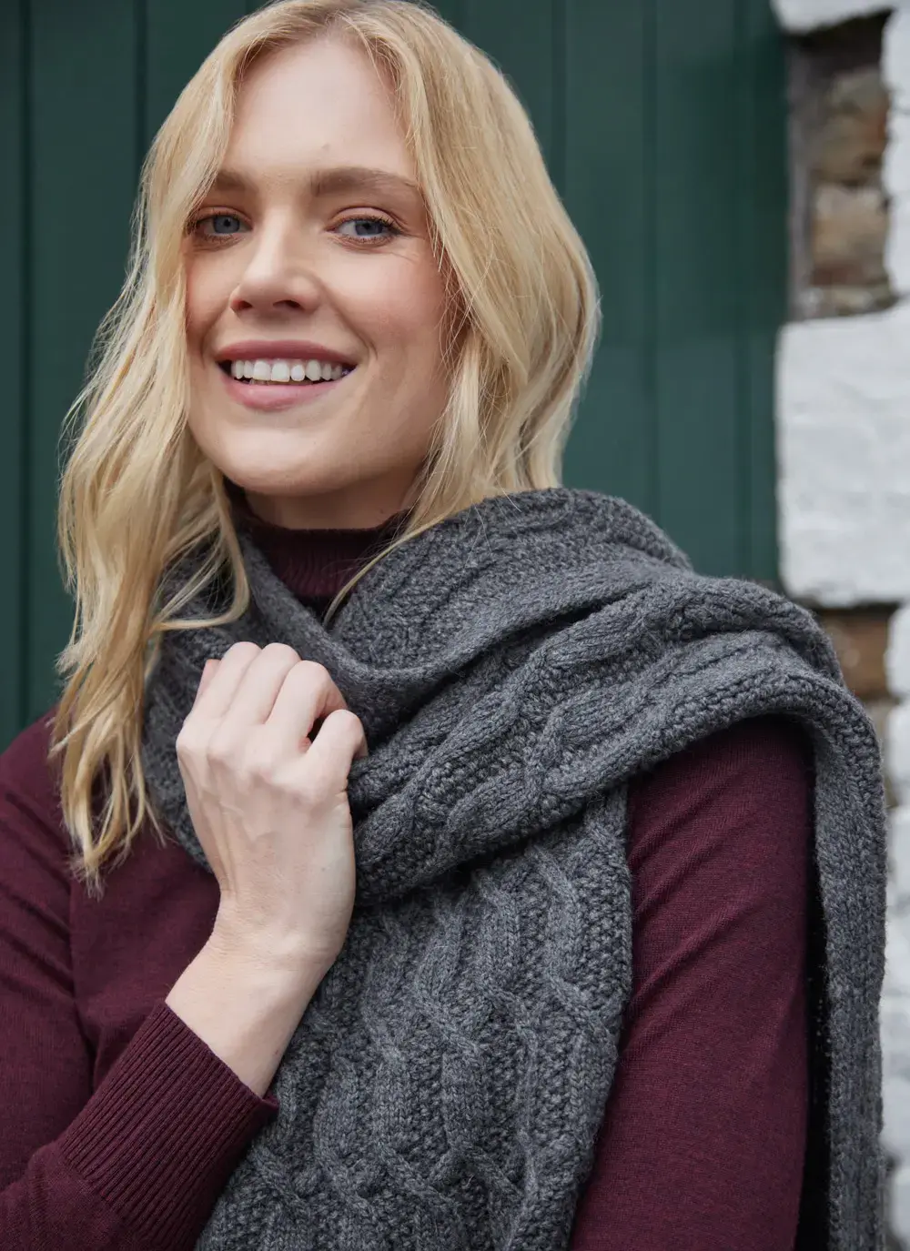 Merino Aran Cable Scarf 
