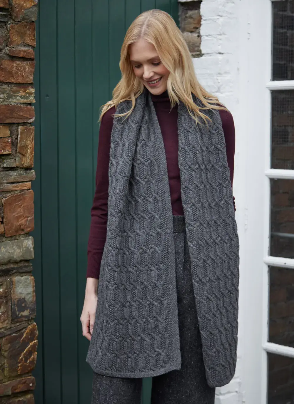 Merino Aran Cable Scarf 