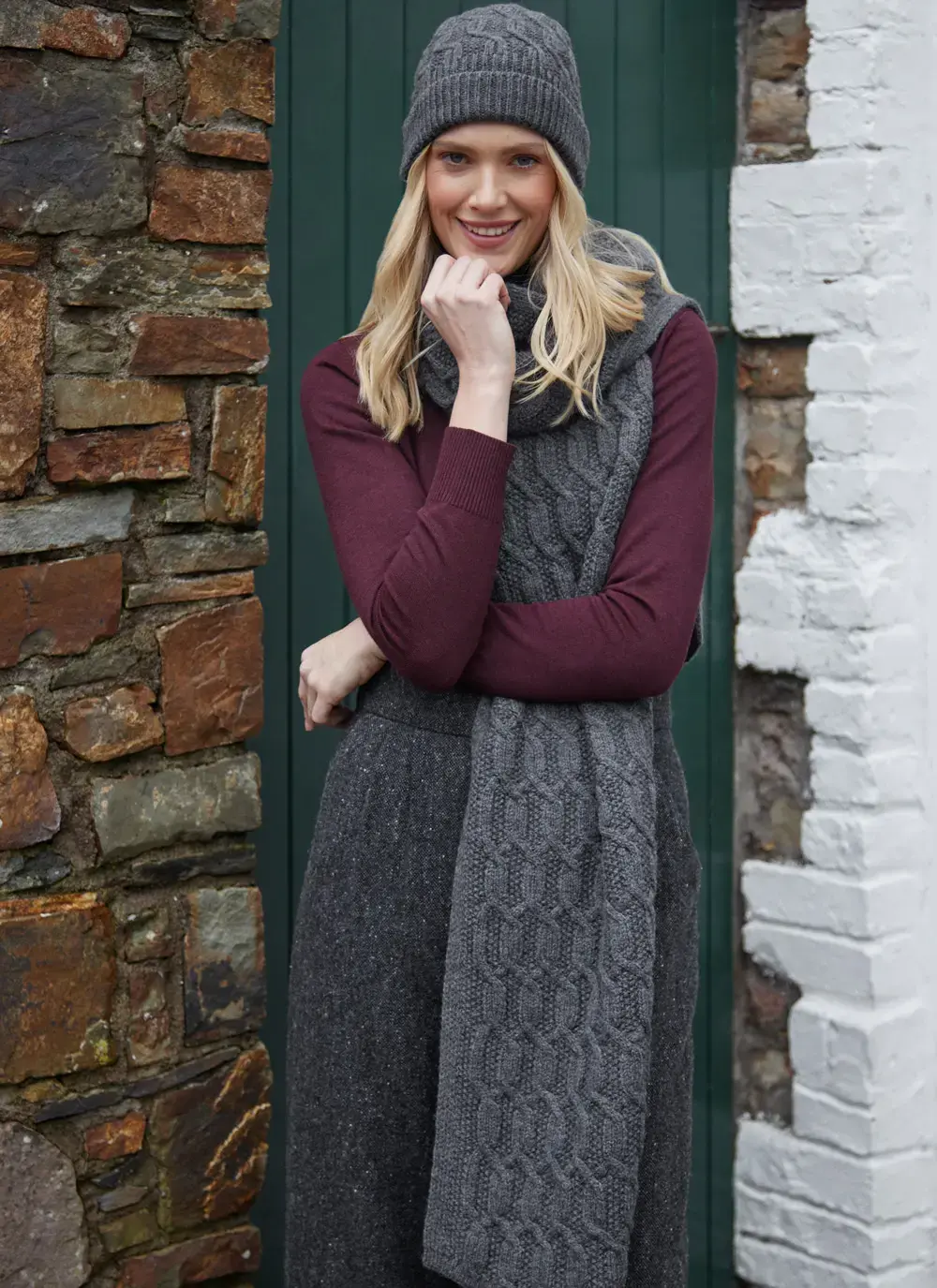 Merino Aran Cable Beanie 