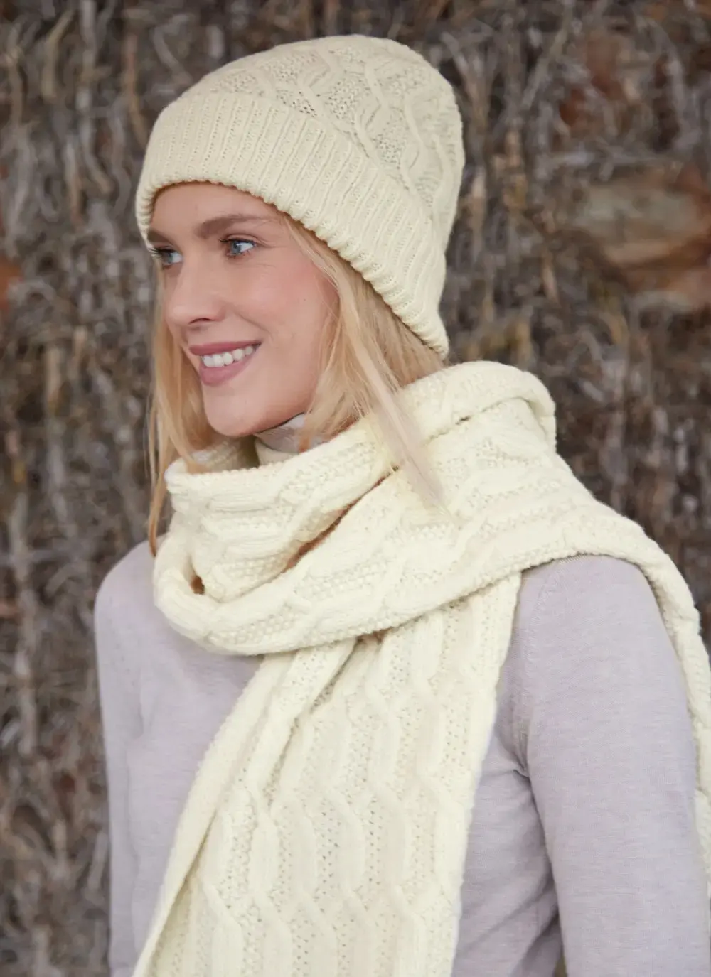 Merino Aran Cable Beanie 