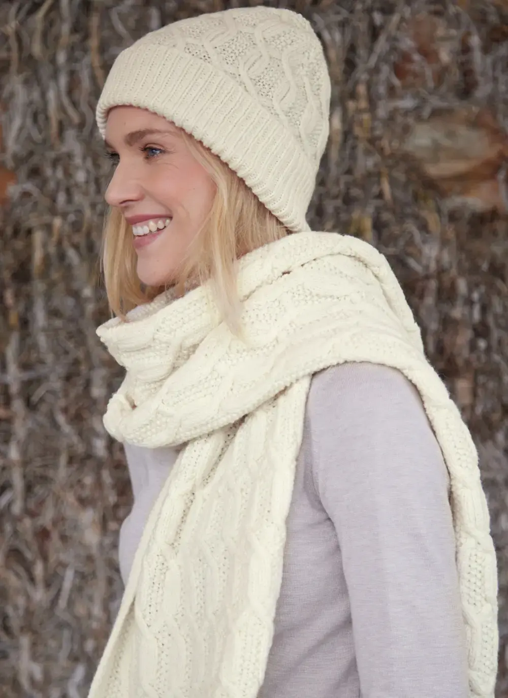 Merino Aran Cable Beanie 