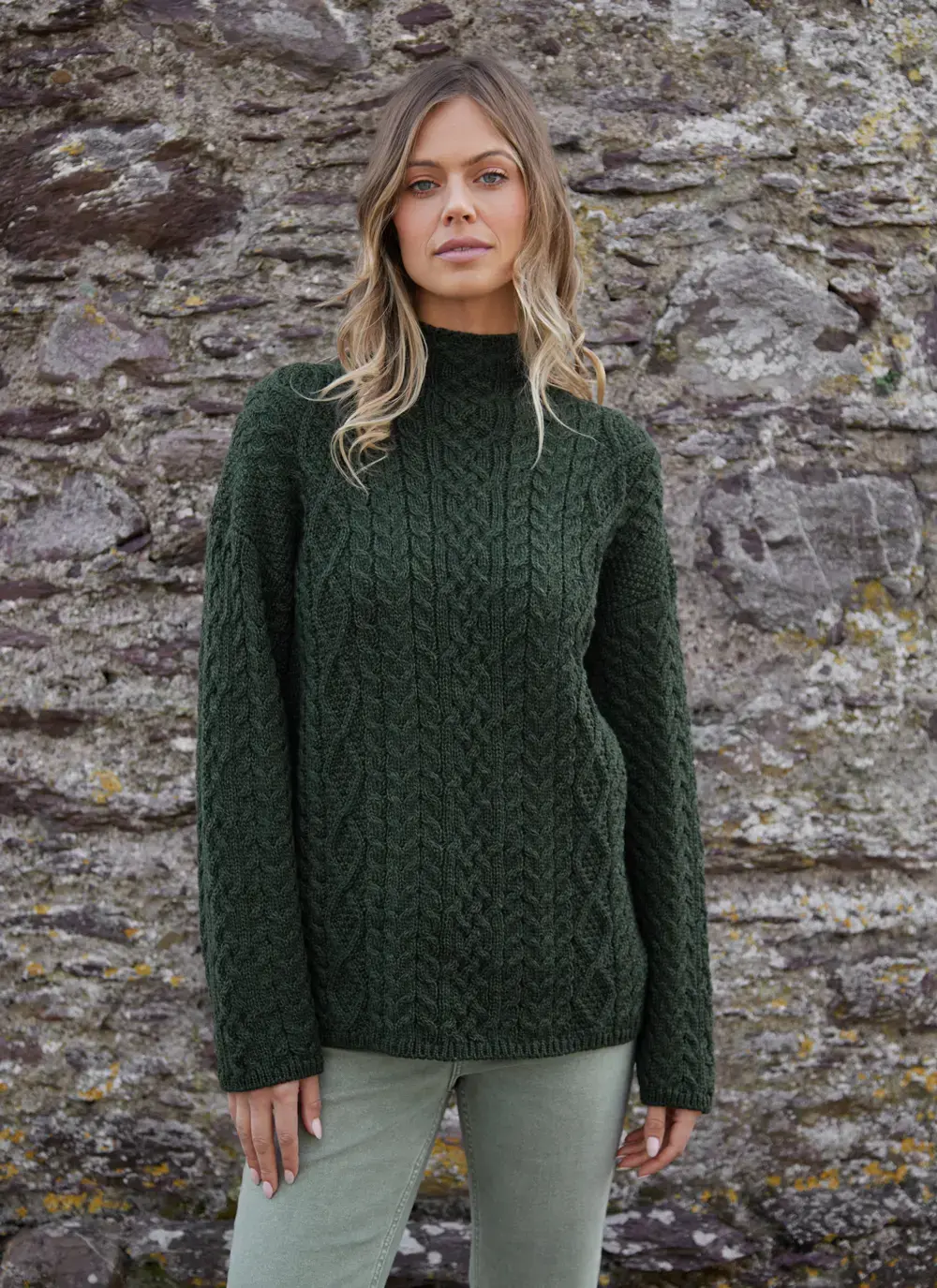 Ava Aran Funnel Neck Sweater