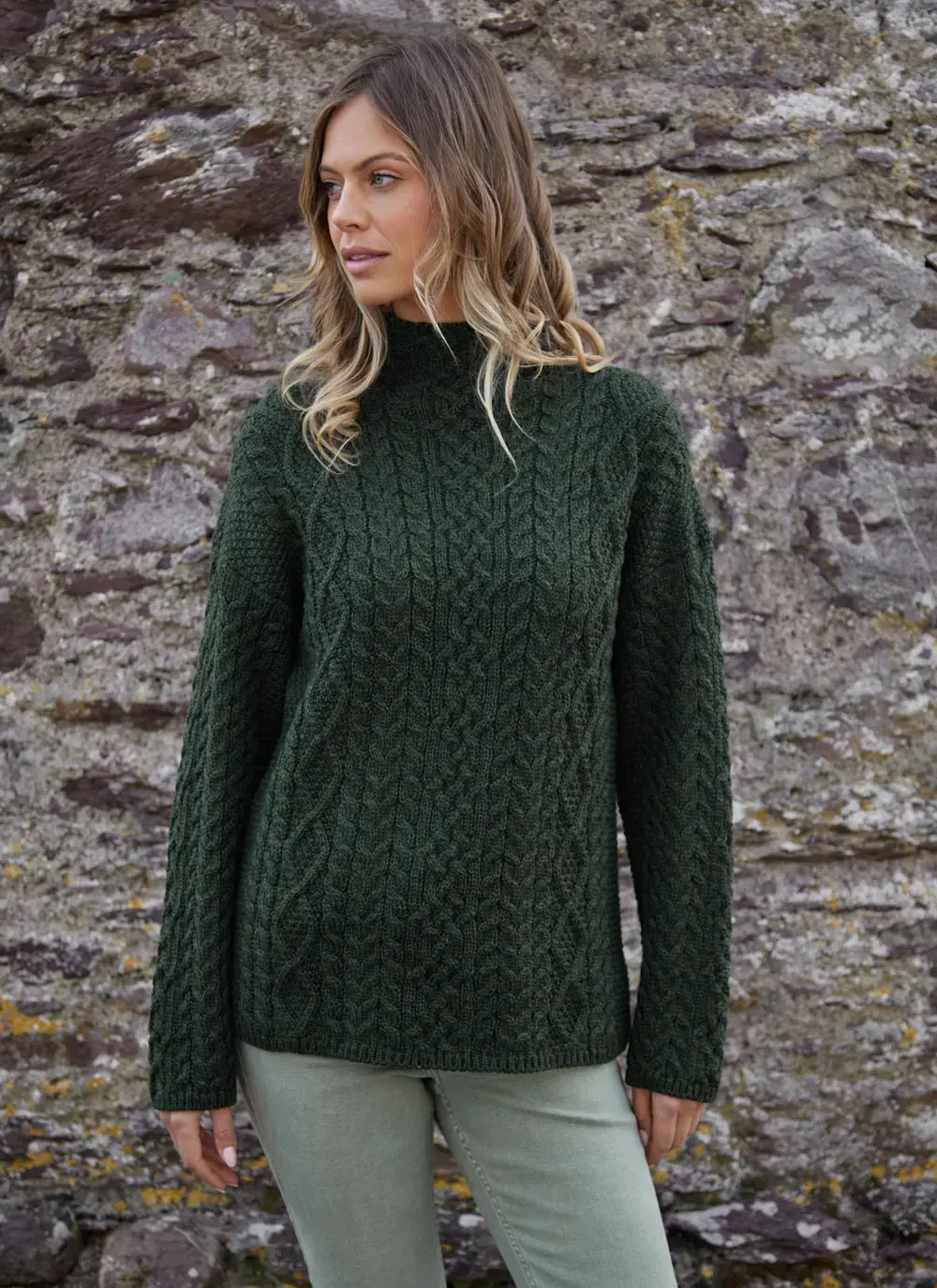 Ava Aran Funnel Neck Sweater