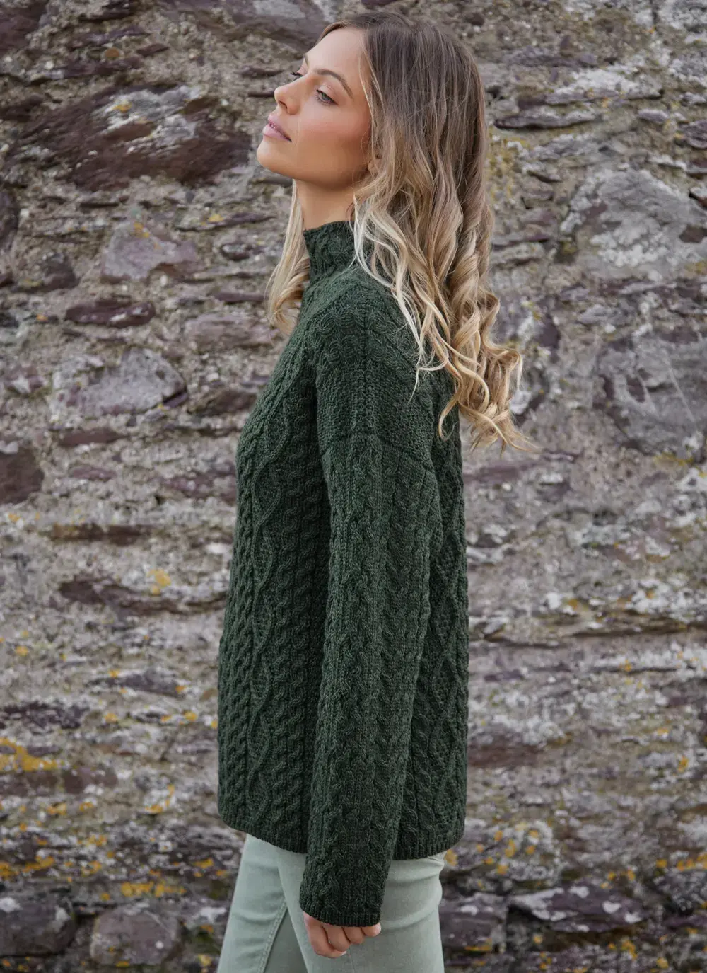 Ava Aran Funnel Neck Sweater