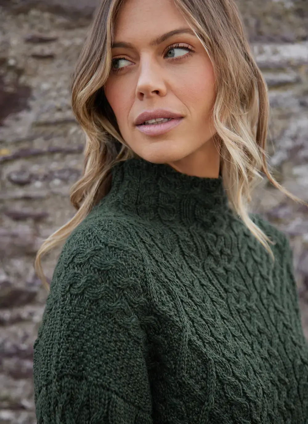 Ava Aran Funnel Neck Sweater