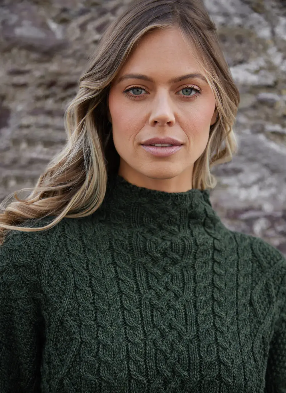 Ava Aran Funnel Neck Sweater