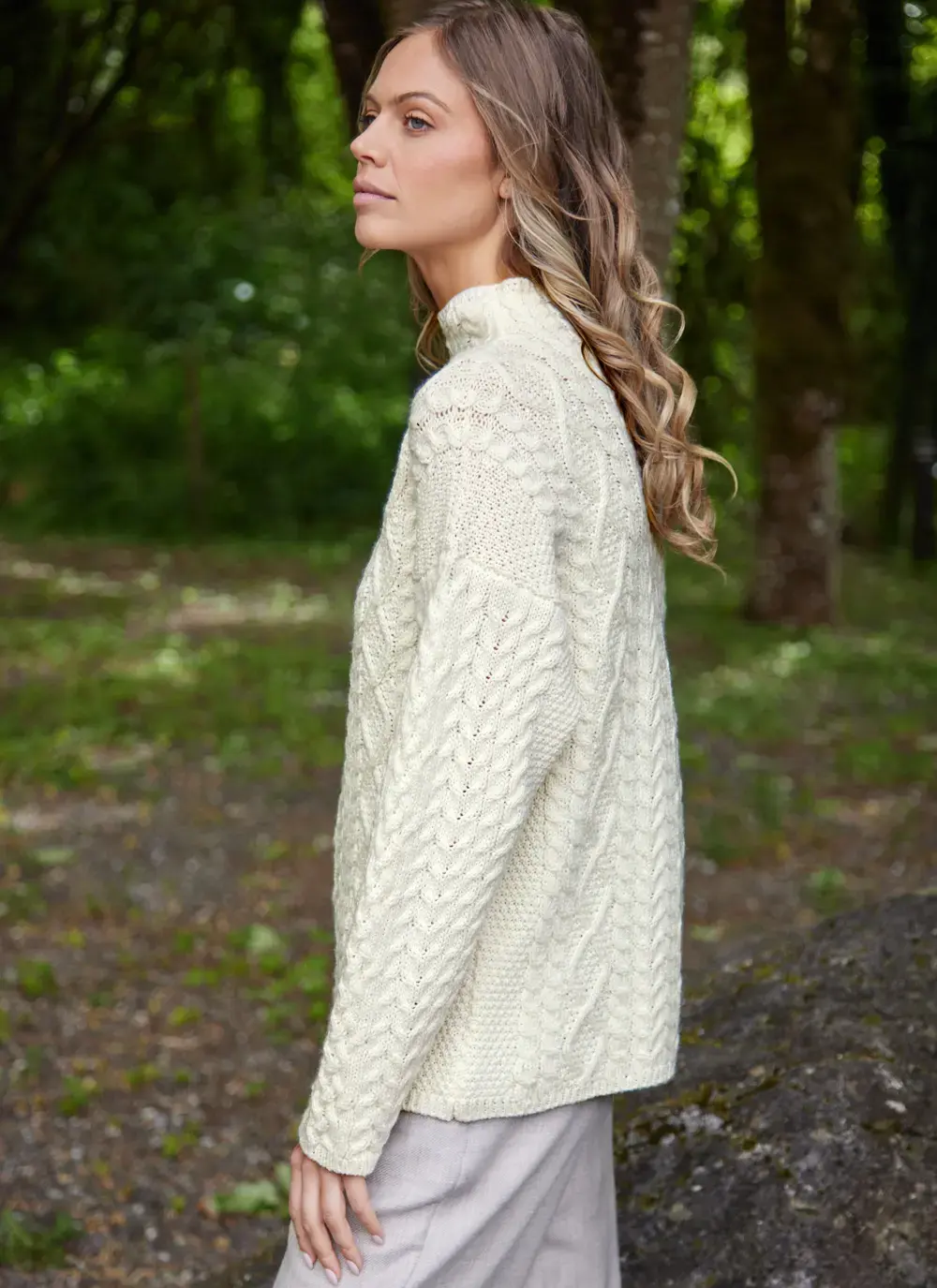 Ava Aran Funnel Neck Sweater