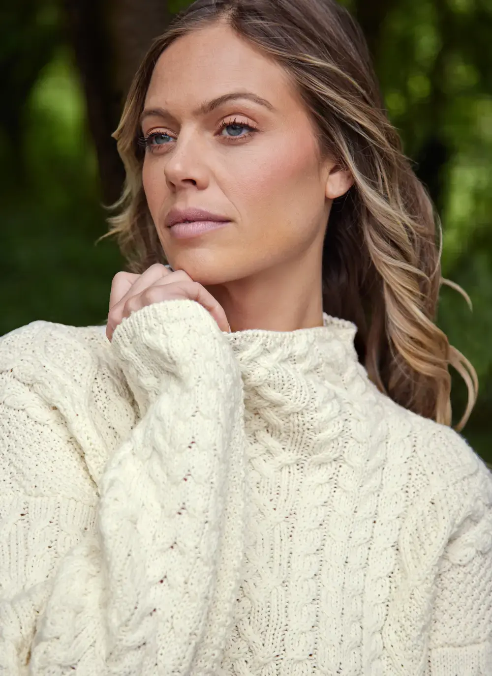 Ava Aran Funnel Neck Sweater