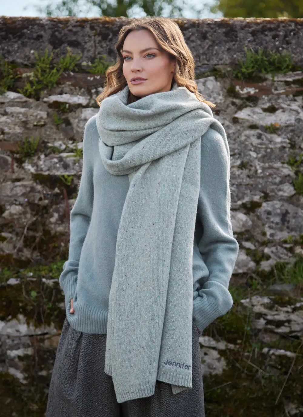 Personalized Cashmere/Wool Donegal Travel Wrap