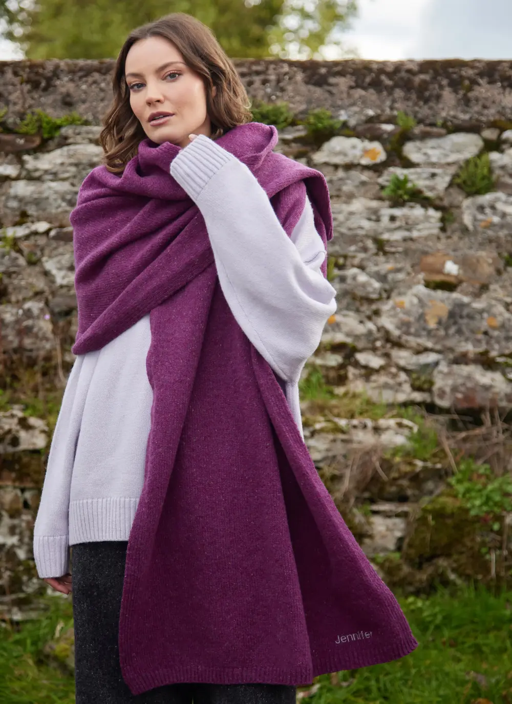 Personalized Cashmere/Wool Donegal Travel Wrap