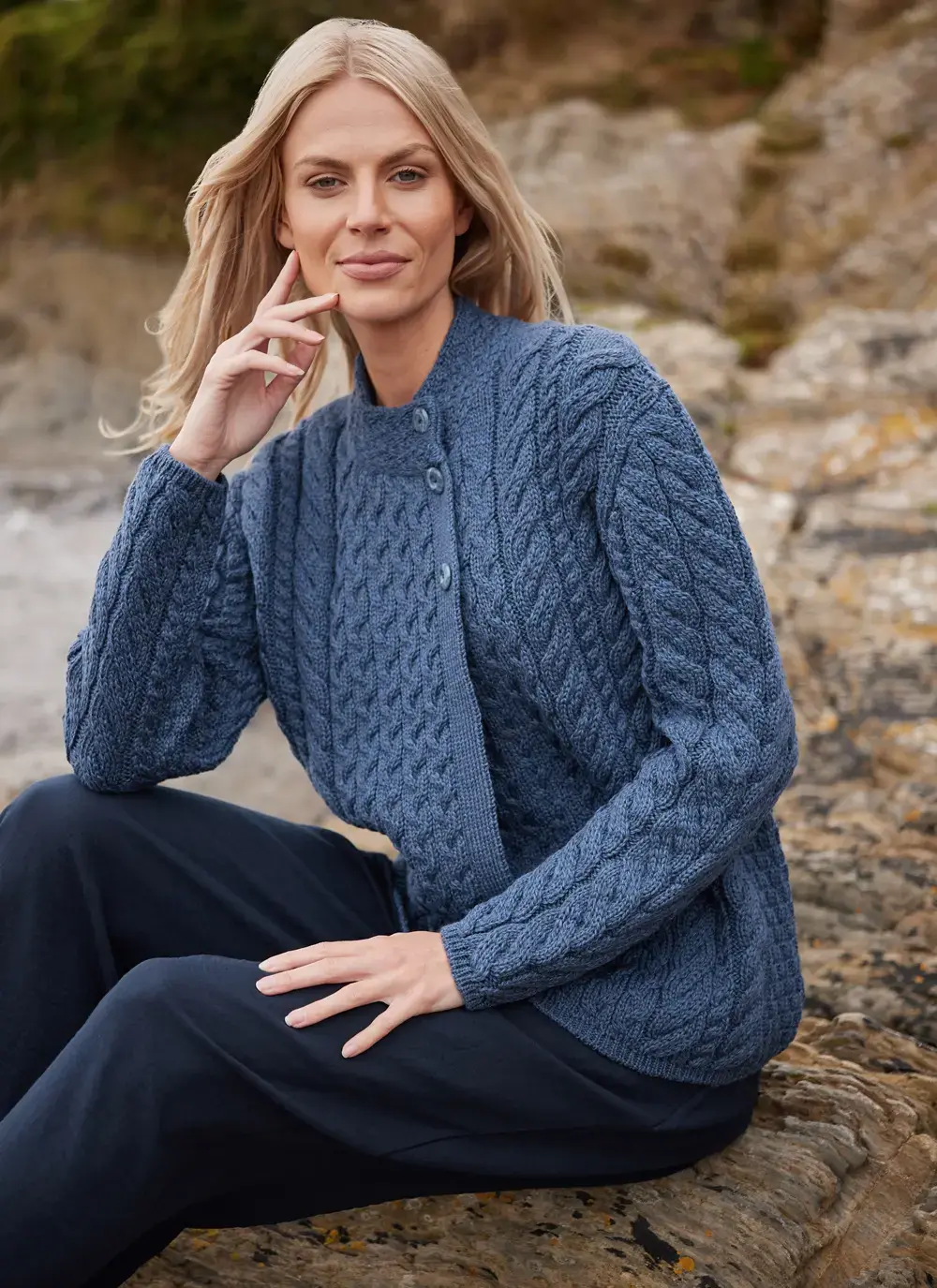 Personalized Erin Button Neck Cardigan 