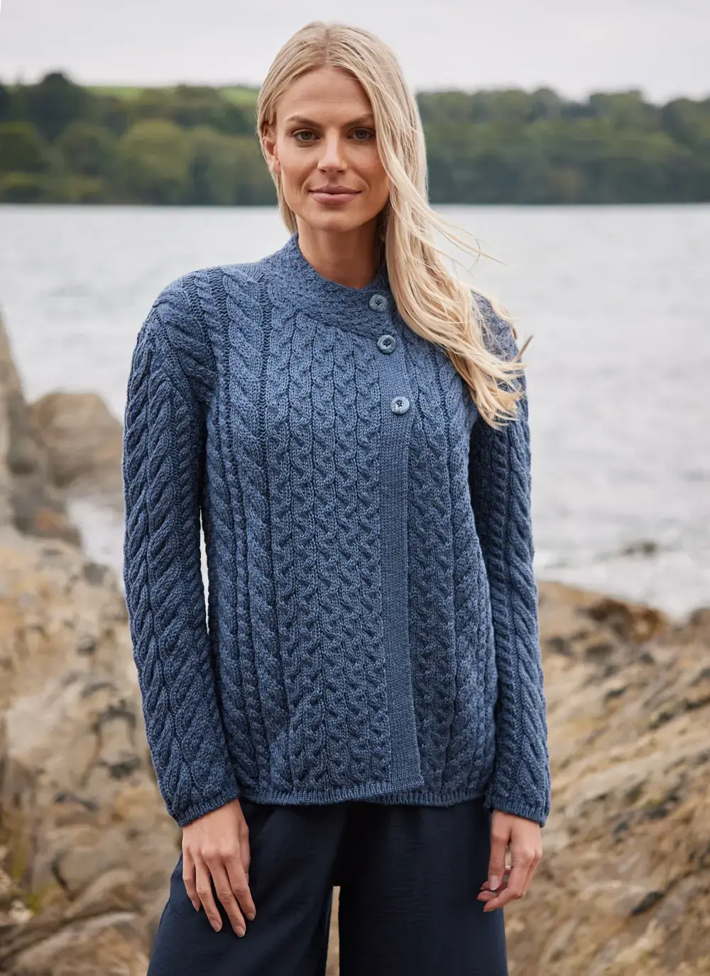 Personalized Erin Button Neck Cardigan 