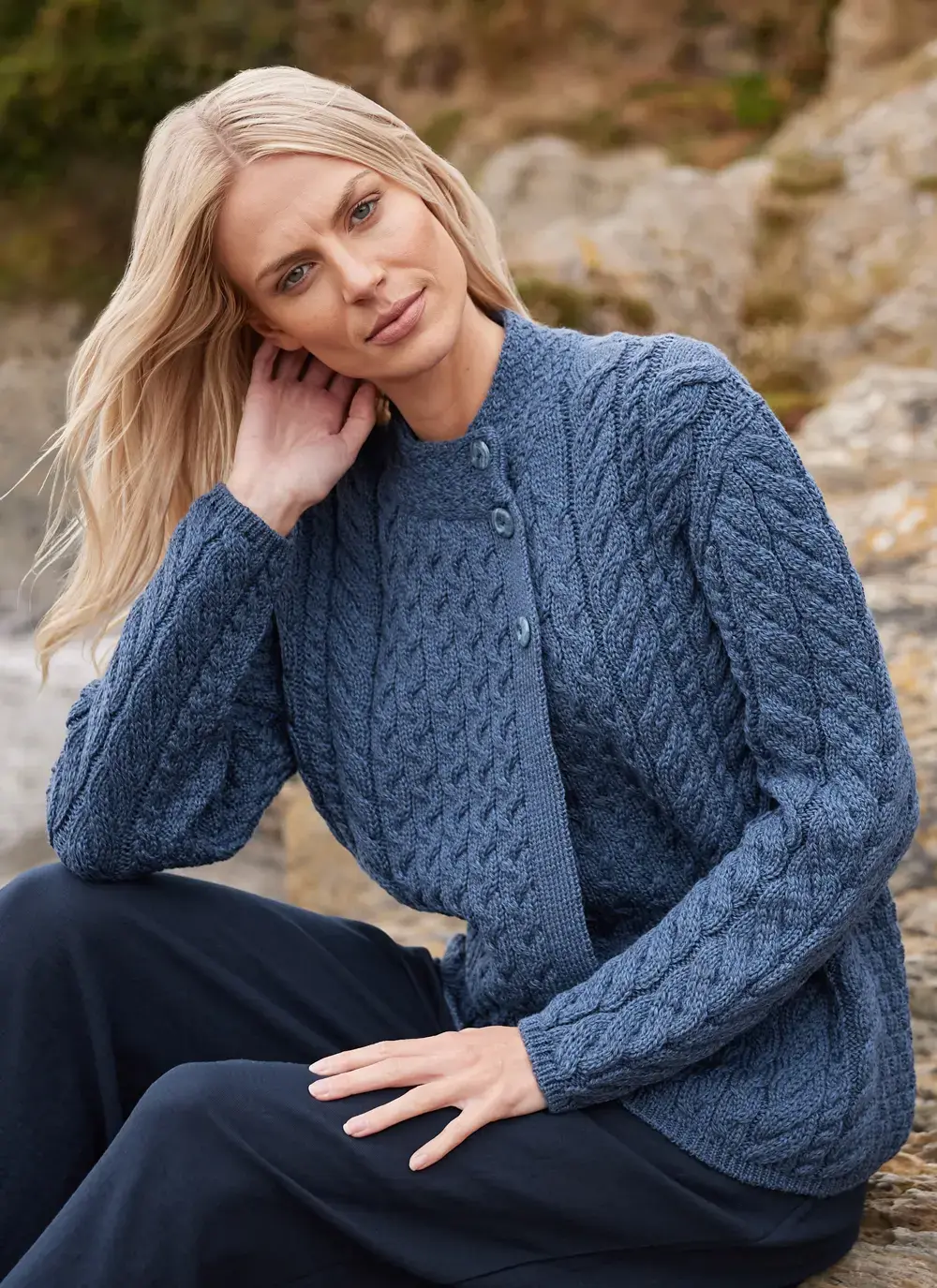 Personalized Erin Button Neck Cardigan 