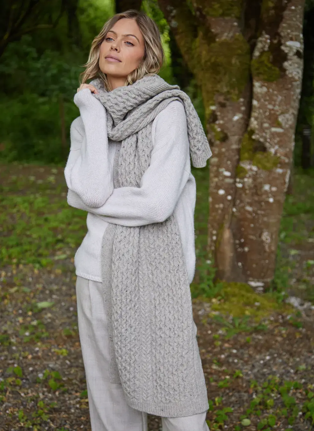 Cashmere/Wool Donegal Aran Blanket Scarf 