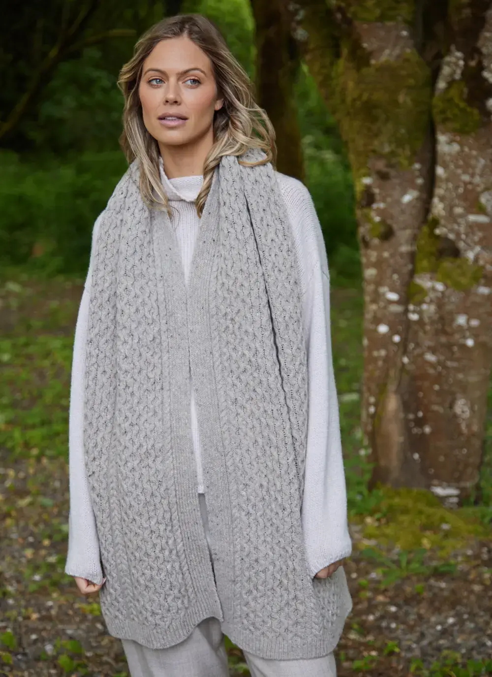 Cashmere/Wool Donegal Aran Blanket Scarf 