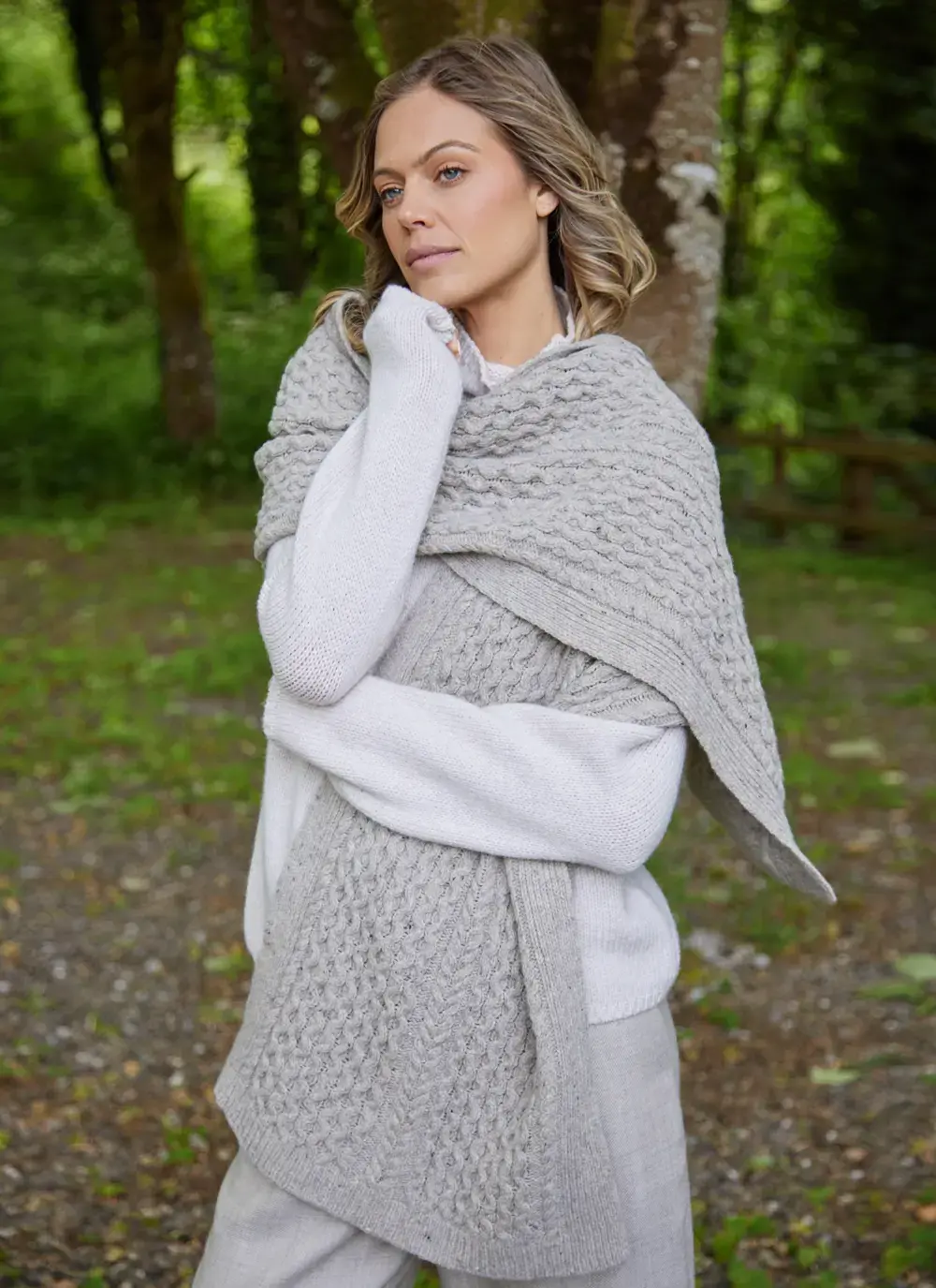 Cashmere/Wool Donegal Aran Blanket Scarf 