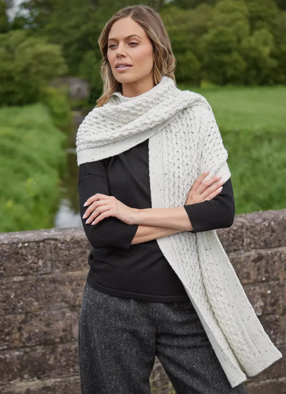 Cashmere/Wool Donegal Aran Blanket Scarf 