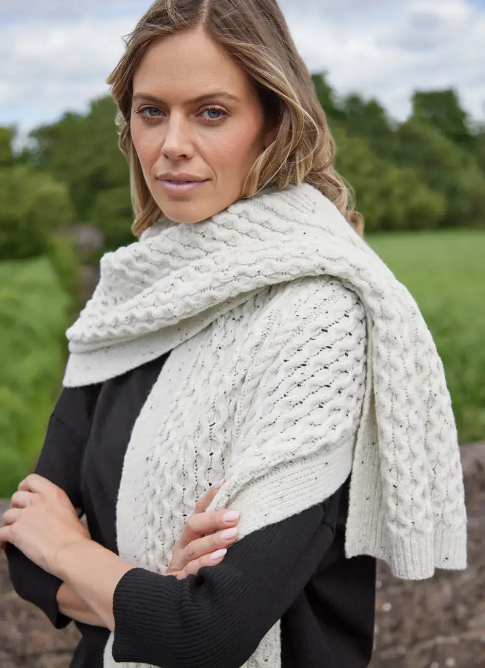 Cashmere/Wool Donegal Aran Blanket Scarf 