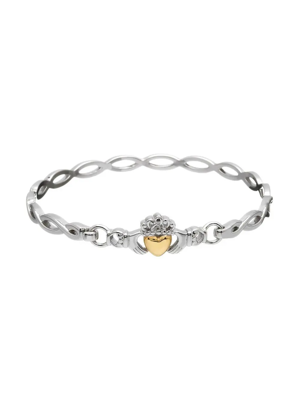 Sterling Silver & 10K Gold Claddagh Bangle