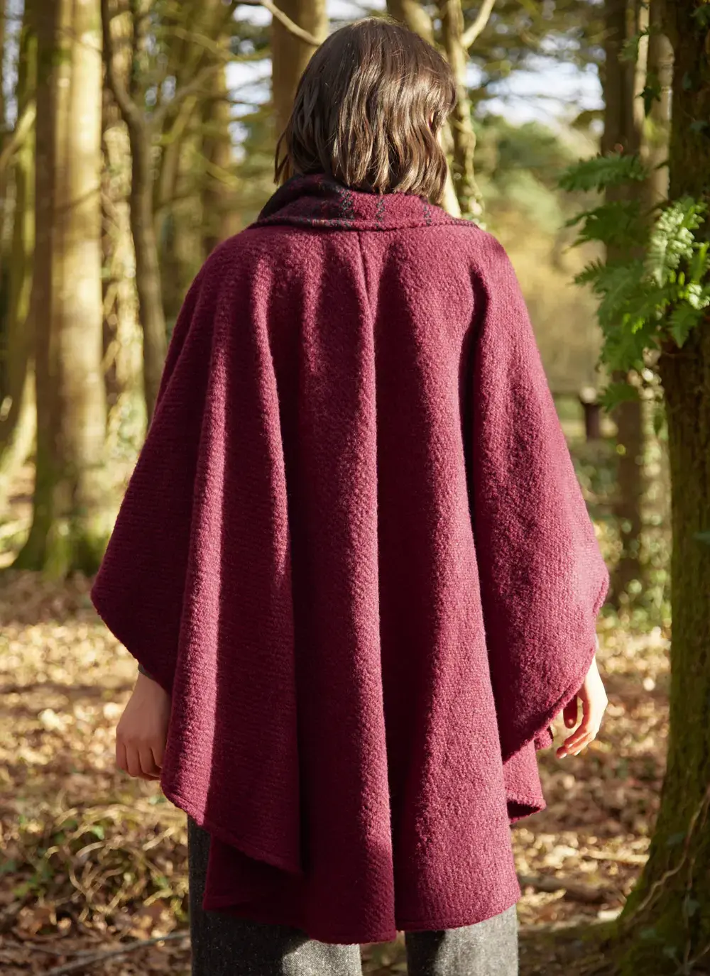 Ciara Wool Herringbone Cape with Scarf
