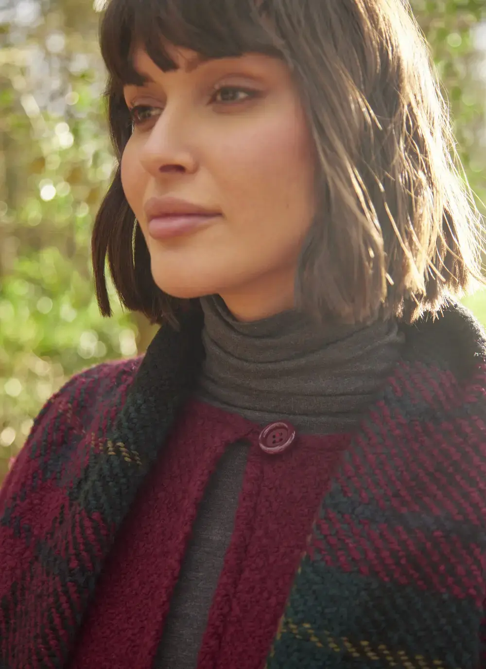 Ciara Wool Herringbone Cape with Scarf