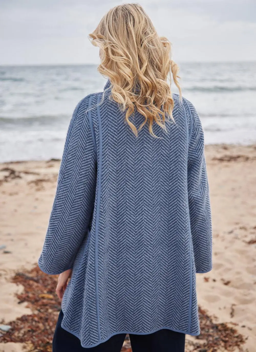 Maureen Herringbone Swing Wool Coat 