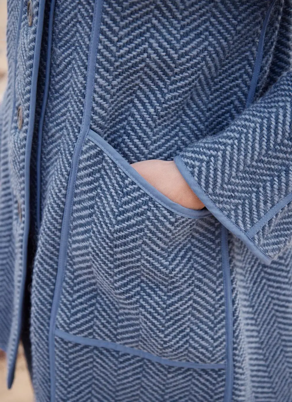 Maureen Herringbone Swing Wool Coat 