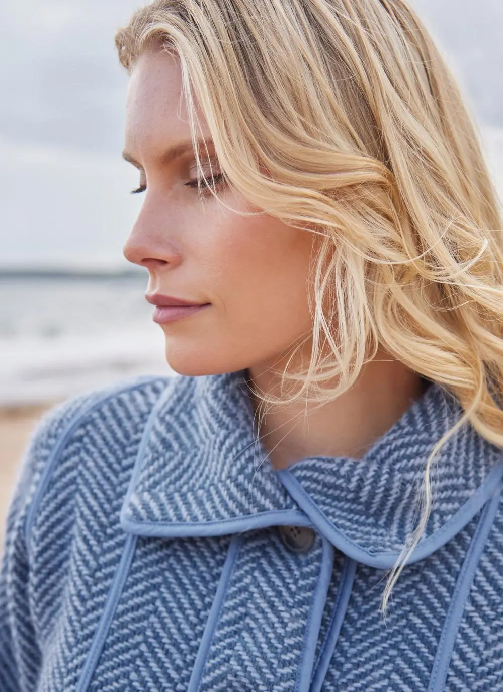Maureen Herringbone Swing Wool Coat 