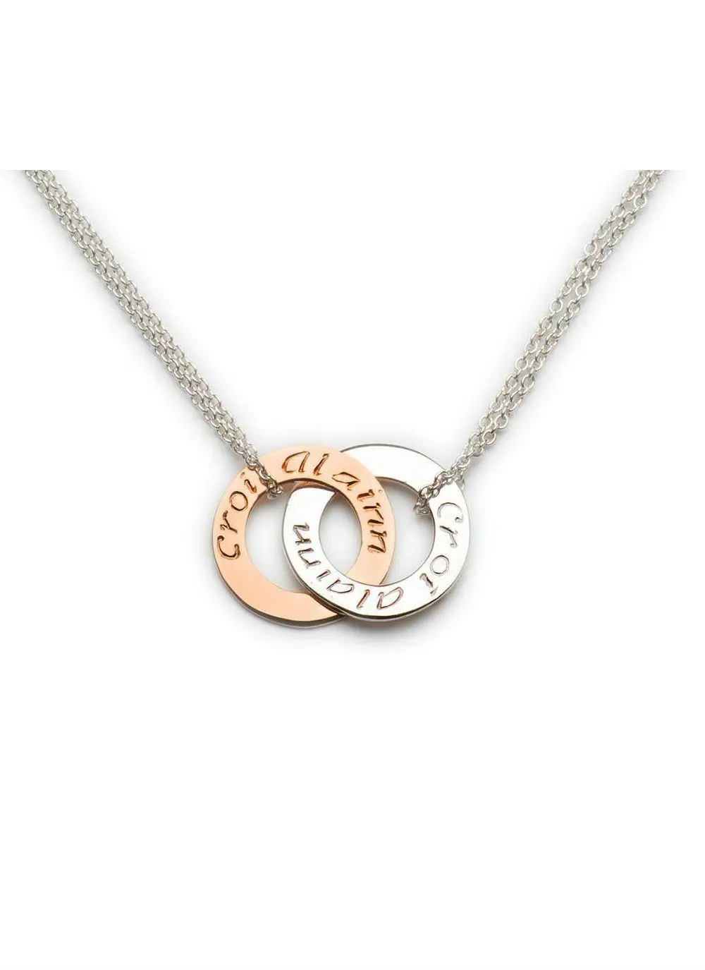 10K Rose Gold & Sterling Silver Croi Alainn Double Pendant 