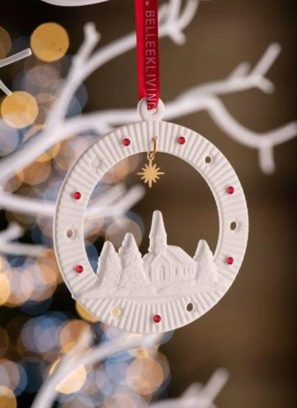 Belleek Living Church Scene Hanging Ornament
