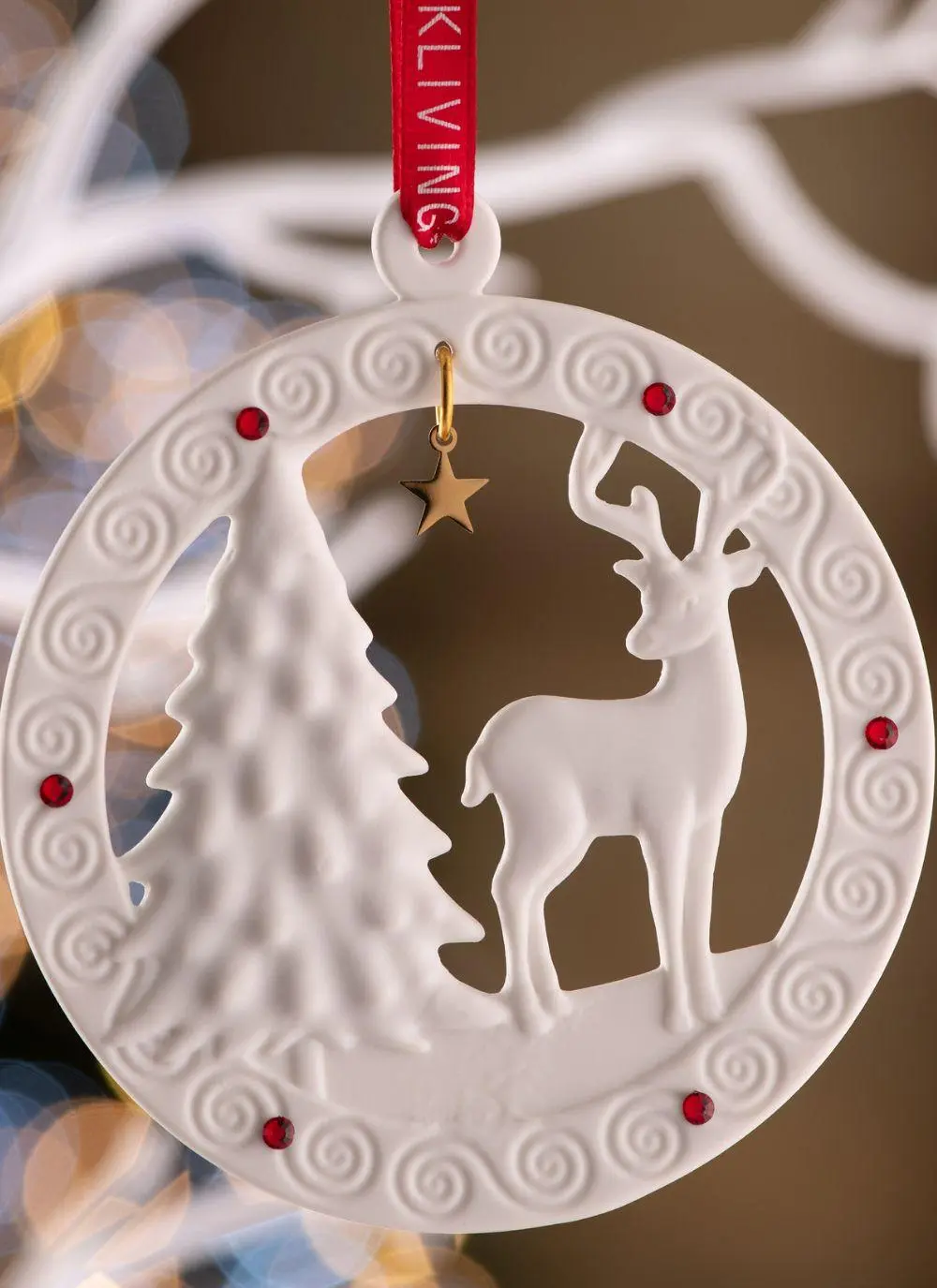 Belleek Living Reindeer Hanging Ornament