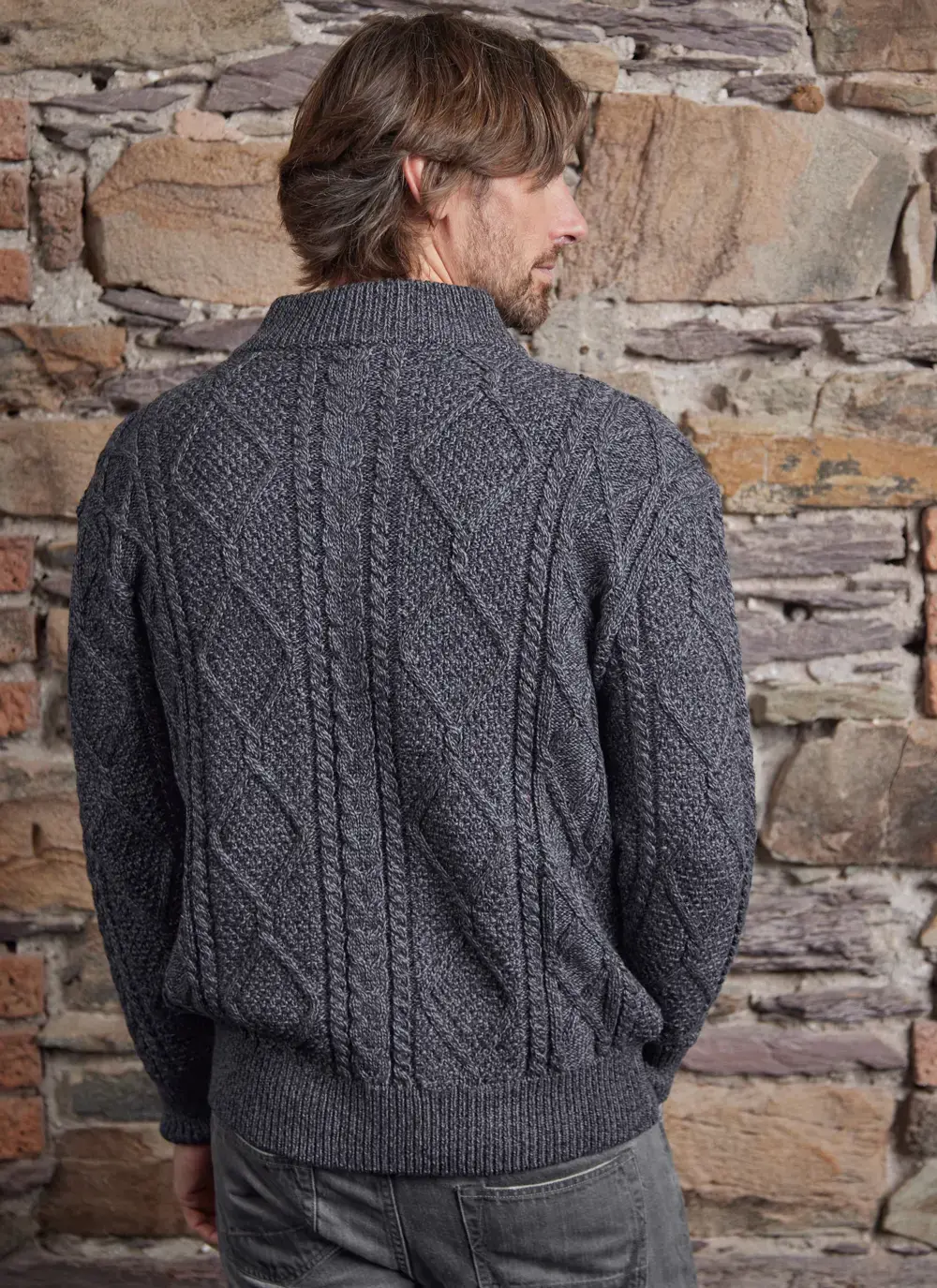 Inishmore Half Zip Aran Sweater